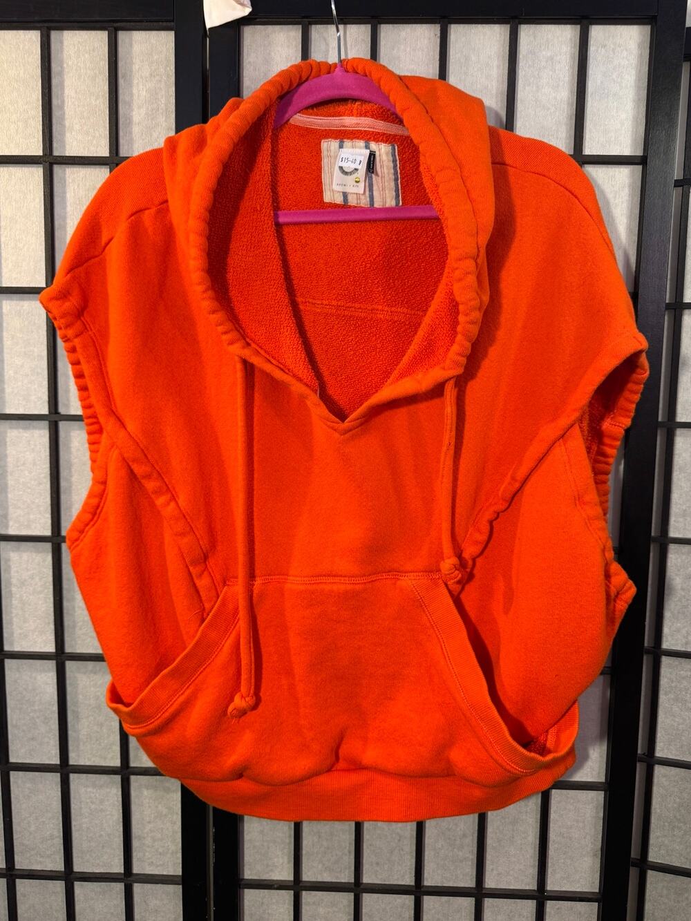 Anthropologie Akemi + Kin Orange Oversized Sleeveless Hoodie Sweatshirt Size S